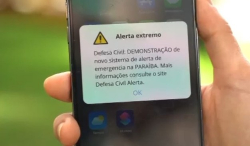 Teste demonstração do Defesa Civil Alerta será realizado na Paraíba neste sábado