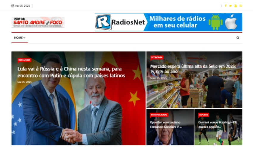 Relação de matérias publicadas no Portal Santo André em Foco hoje, 05 de Maio de 2025