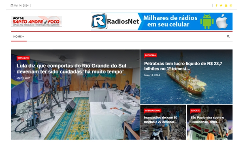 Relação de matérias publicadas no Portal Santo André em Foco hoje, 14 DE MAIO DE 2024