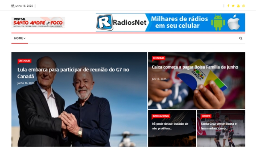 Relação de matérias publicadas no Portal Santo André em Foco hoje, 16 de Junho de 2025