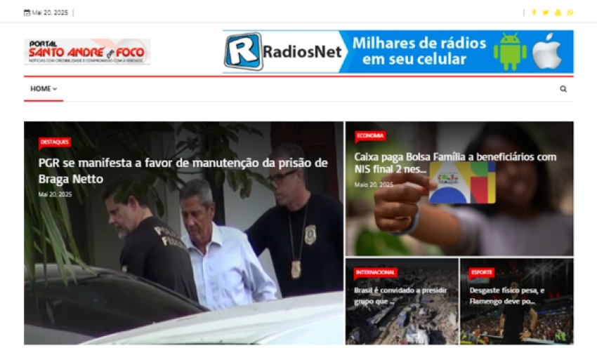Relação de matérias publicadas no Portal Santo André em Foco hoje, 20 de Maio de 2025