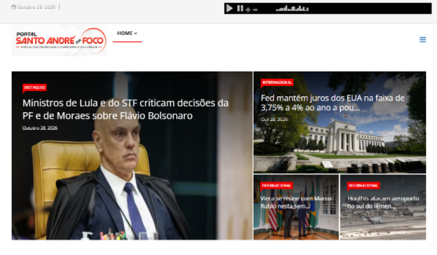Relação de matérias publicadas no Portal Santo André em Foco hoje, 28 de Outubro de 2026
