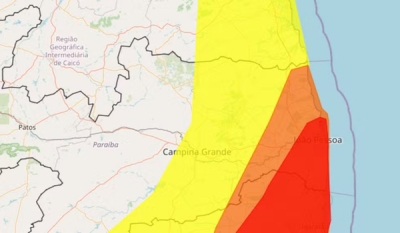 Inmet emite alerta de grande perigo de acumulado de chuvas para João Pessoa e mais 11 cidades na Paraíba