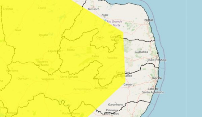 Inmet emite 3 alertas de clima seco para a Paraíba hoje e umidade do ar pode chegar a 12%