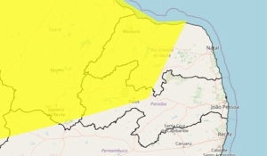 Inmet emite alerta de chuva forte e ventos de até 60km por hora em 68 cidades do interior da Paraíba