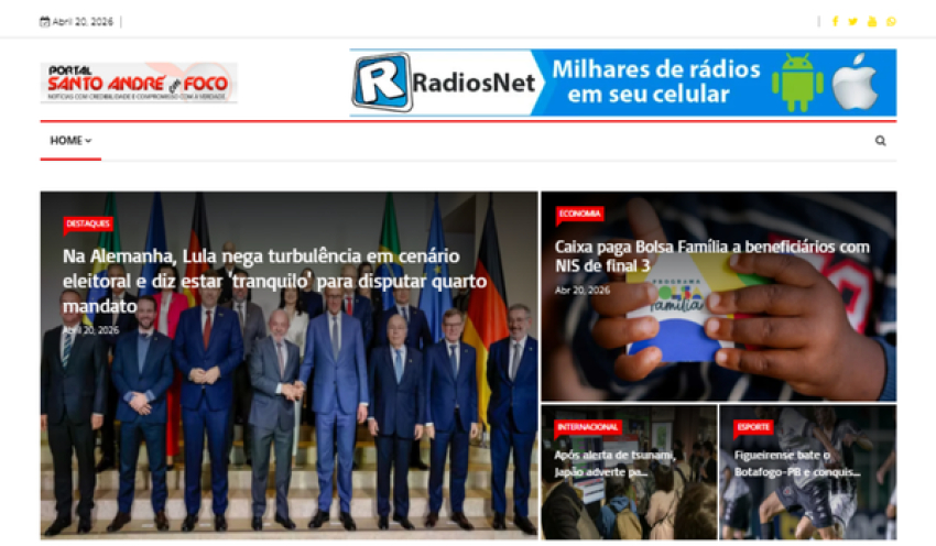 Relação de matérias publicadas no Portal Santo André em Foco hoje, 20 de Abril de 2026