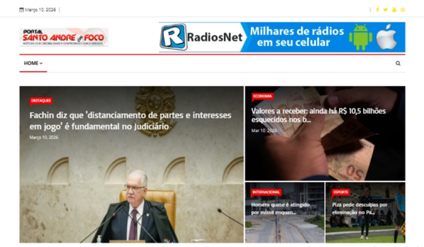 Relação de matérias publicadas no Portal Santo André em Foco hoje, 10 de Março de 2026