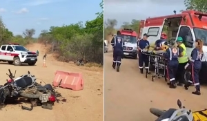 Homem morre e três pessoas ficam feridas após acidente envolvendo duas motos, no Sertão da PB