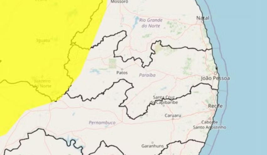 Inmet mantém alerta de chuvas intensas para cidades da Paraíba