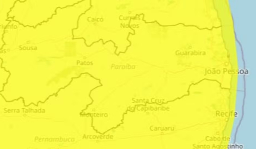 Inmet emite alerta de chuvas intensas para todas as cidades da Paraíba