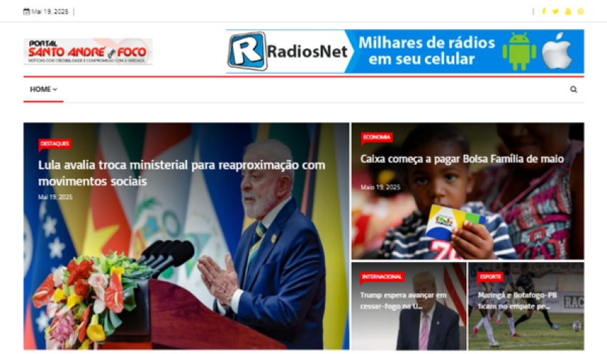 Relação de matérias publicadas no Portal Santo André em Foco hoje, 19 de Maio de 2025