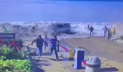 Forte onda ultrapassa faixa de areia, arrasta pessoas e deixa 8 feridos nos EUA