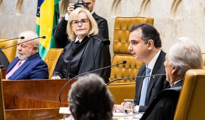 No STF, Rodrigo Pacheco diz que democracia saiu mais forte após ataques