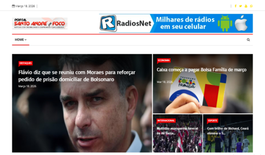 Relação de matérias publicadas no Portal Santo André em Foco hoje, 18 de Março de 2026