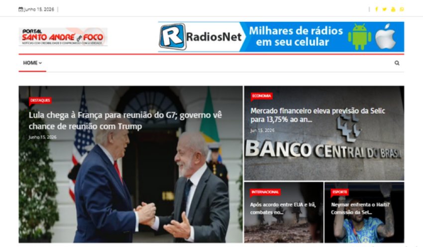 Relação de matérias publicadas no Portal Santo André em Foco hoje, 15 de Junho de 2026