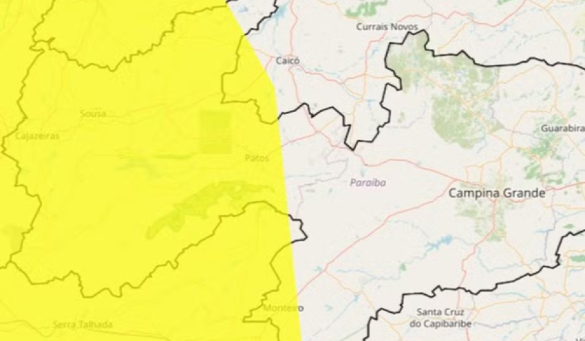 Inmet emite alerta de baixa umidade para quase 90 cidades da Paraíba; veja municípios sob risco