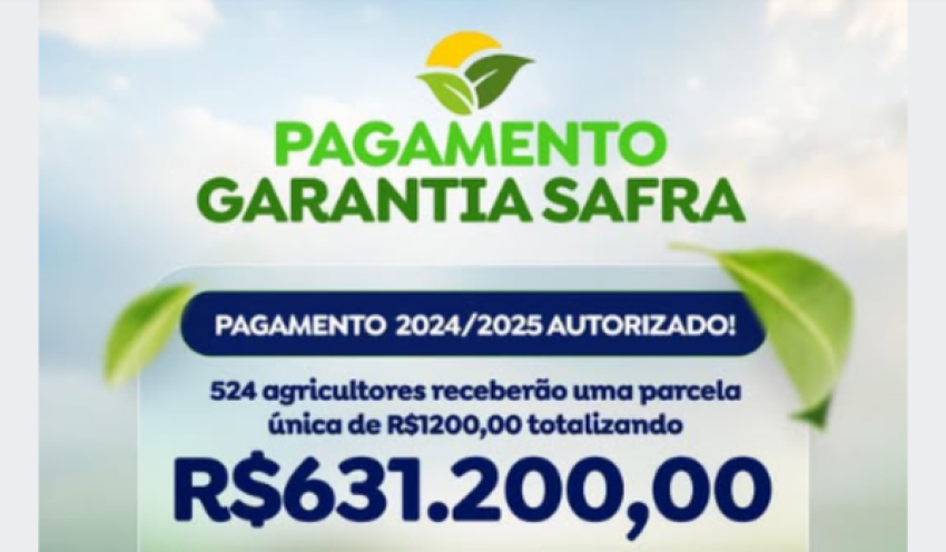 Garantia Safra 2024/2025 deve beneficiar 524 agricultores em Santo André/PB