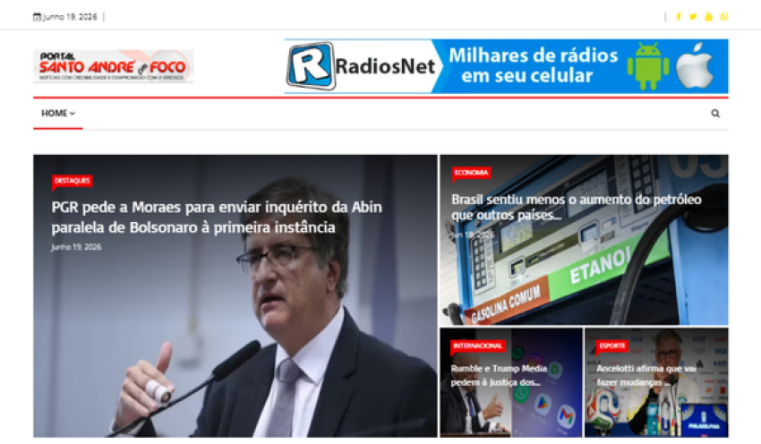 Relação de matérias publicadas no Portal Santo André em Foco hoje, 19 de Junho de 2026