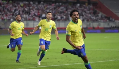 Brasil vence o Peru com gol de Marquinhos no fim e lidera as eliminatórias