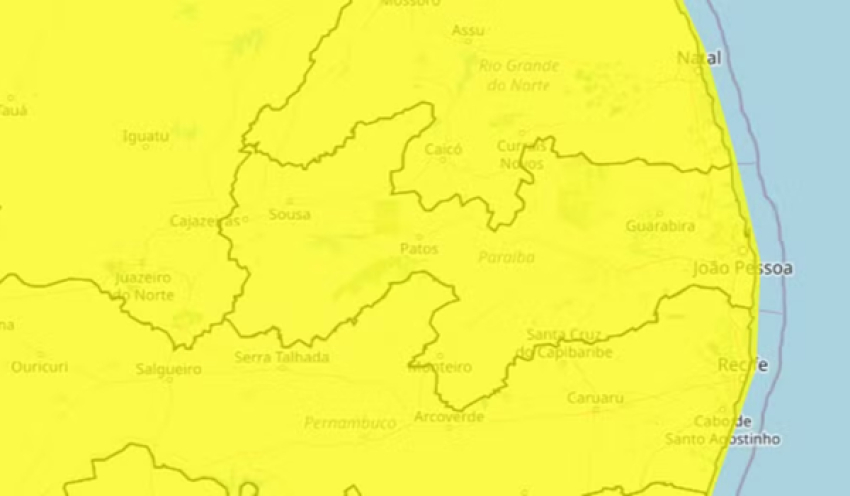 Inmet emite alerta de vendaval para todas as cidades da Paraíba