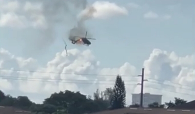 Helicóptero cai em Pompano, na Flórida