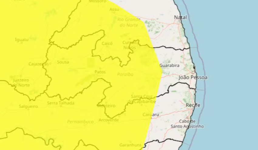 Inmet renova alerta de baixa umidade do ar para mais de 160 cidades da Paraíba; veja locais sob aviso