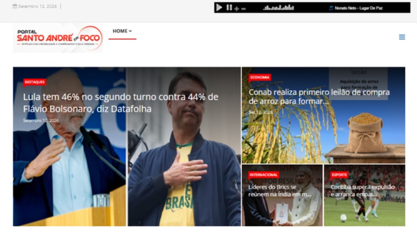 Relação de matérias publicadas no Portal Santo André em Foco hoje, 12 de Setembro de 2026