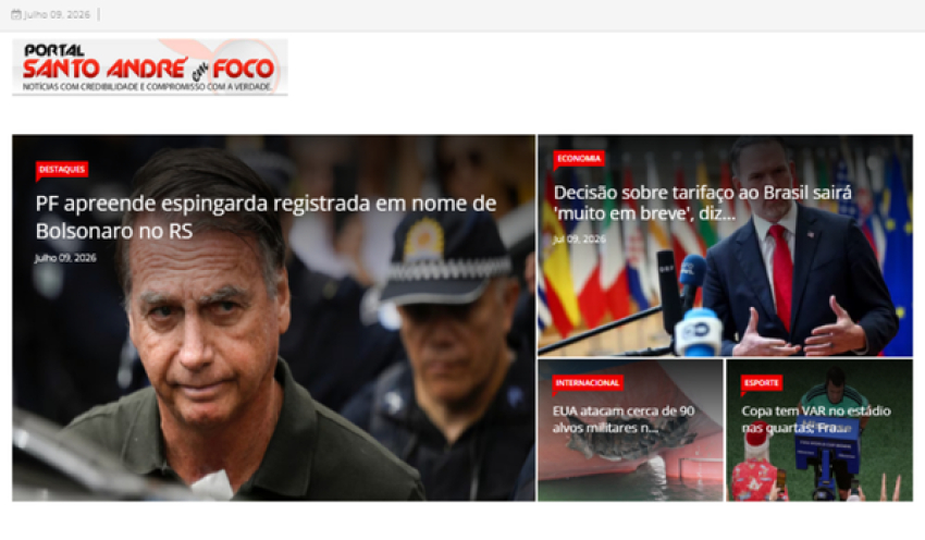 Relação de matérias publicadas no Portal Santo André em Foco hoje, 09 de Julho de 2026