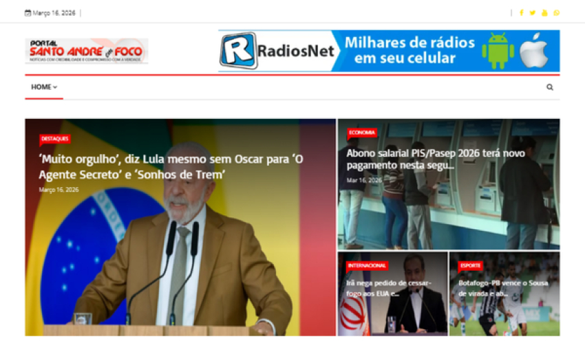 Relação de matérias publicadas no Portal Santo André em Foco hoje, 16 de Março de 2026