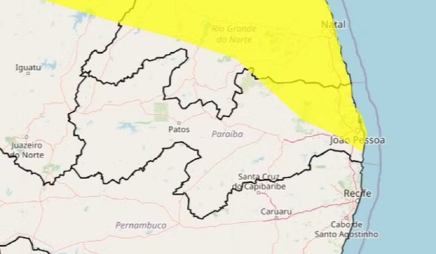Inmet emite alerta de perigo potencial de chuvas intensas para João Pessoa e mais 59 cidades da PB