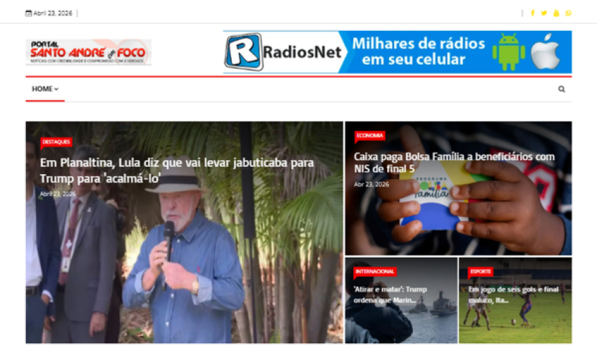 Relação de matérias publicadas no Portal Santo André em Foco hoje, 23 de Abril de 2026