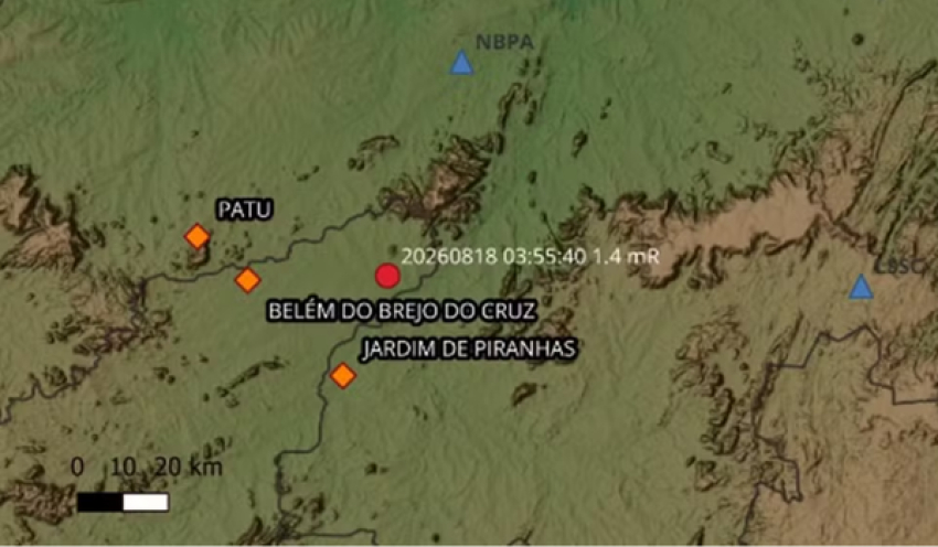 Tremor de terra é registrado no Sertão da Paraíba