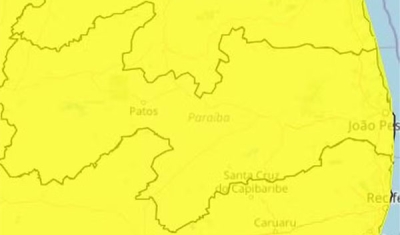 Inmet emite alerta de perigo potencial de chuvas intensas para todas as cidades da Paraíba