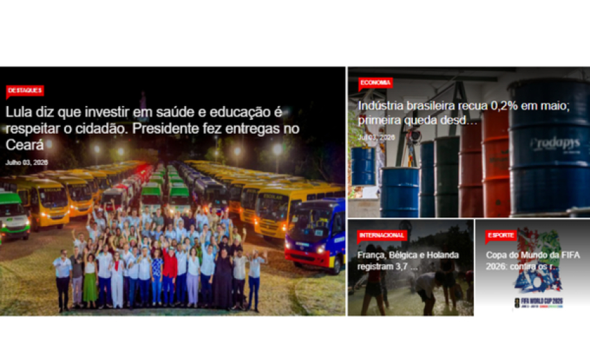 Relação de matérias publicadas no Portal Santo André em Foco hoje, 03 de Julho de 2026