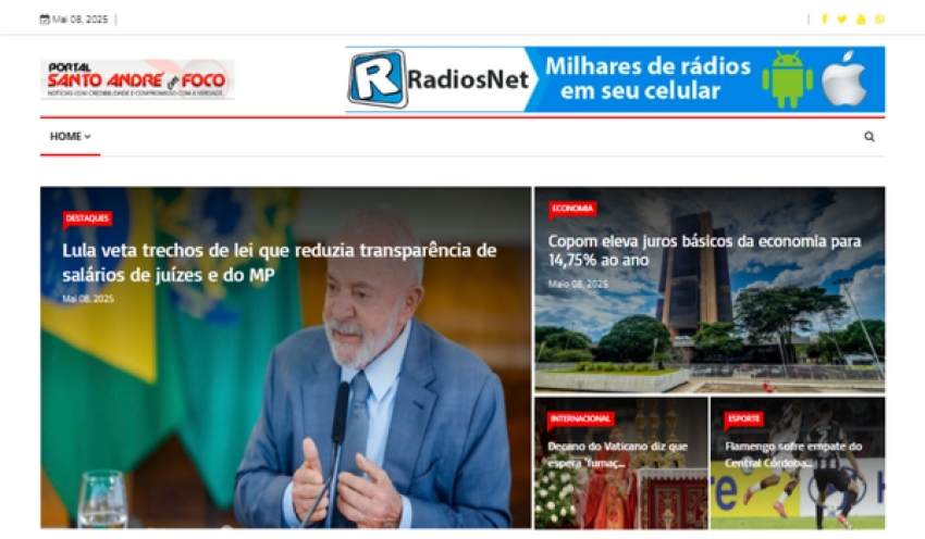 Relação de matérias publicadas no Portal Santo André em Foco hoje, 08 de Maio de 2025