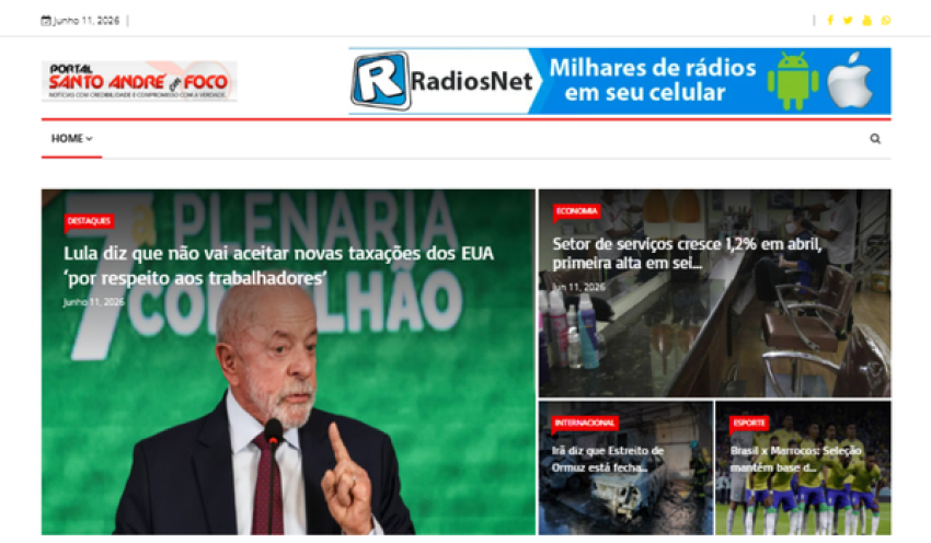 Relação de matérias publicadas no Portal Santo André em Foco hoje, 11 de Junho de 2026