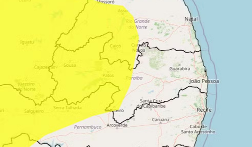 Inmet renova alerta amarelo de baixa umidade do ar para 100 cidades da PB