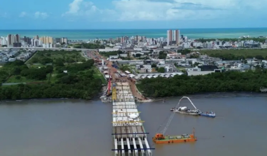 Obras da Ponte do Futuro, entre Cabedelo e Costinha, avançam e chegam a 97% das fundações concluídas