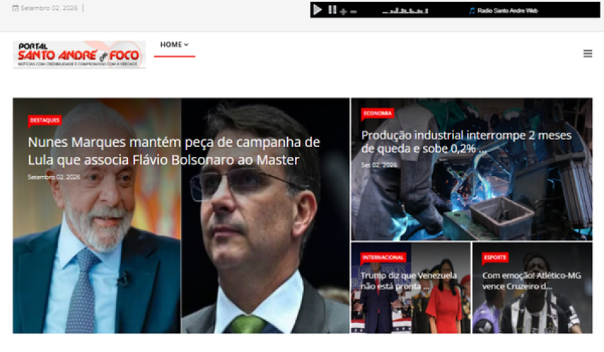 Relação de matérias publicadas no Portal Santo André em Foco hoje, 02 de Setembro de 2026