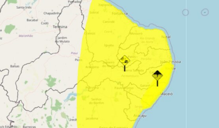 Inmet emite 2 alertas de chuvas intensas e vendaval na Paraíba