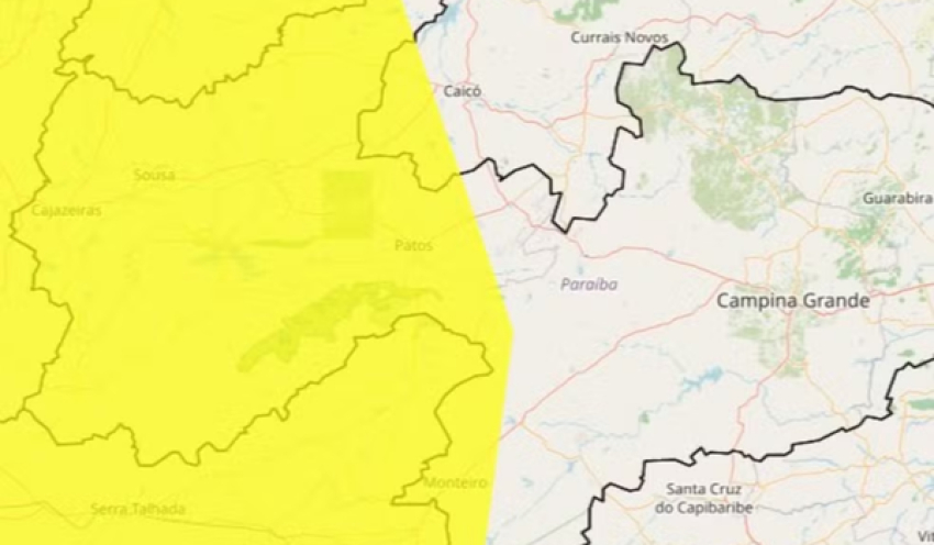 Inmet alerta para baixa umidade do ar em mais de 90 cidades da Paraíba; veja quais