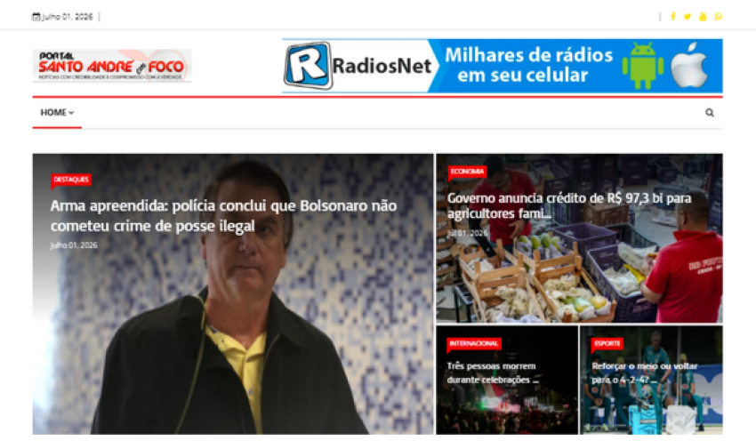 Relação de matérias publicadas no Portal Santo André em Foco hoje, 01 de Julho de 2026