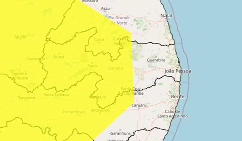 Inmet alerta para baixa umidade do ar em mais de 130 cidades da Paraíba; veja lista