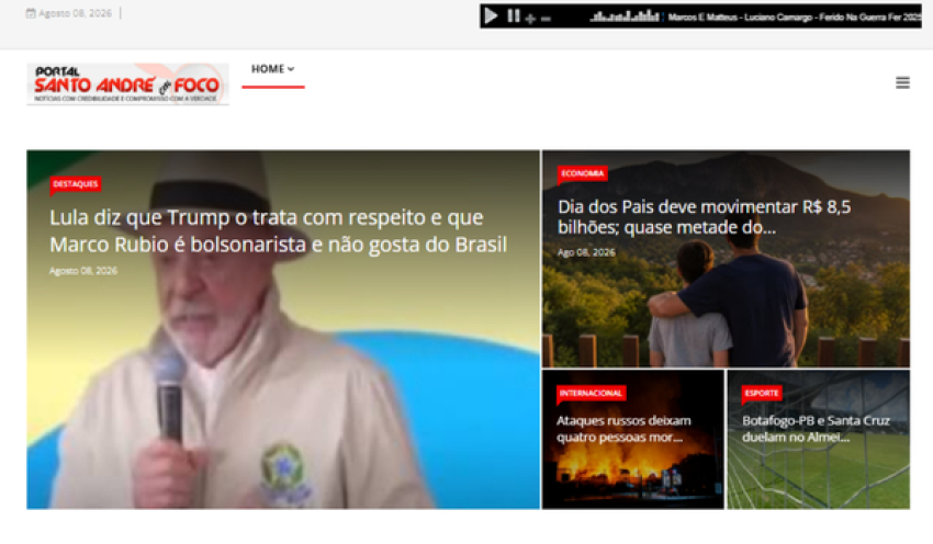 Relação de matérias publicadas no Portal Santo André em Foco hoje, 08 de Agosto de 2026