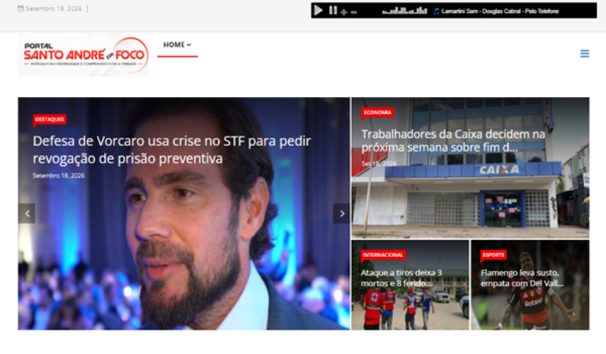 Relação de matérias publicadas no Portal Santo André em Foco hoje, 18 de Setembro de 2026