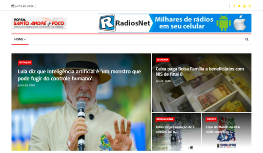 Relação de matérias publicadas no Portal Santo André em Foco hoje, 26 de Junho de 2026