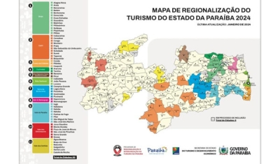 Paraíba tem novo mapa regionalizado de turismo com 60 municípios em 11 regiões