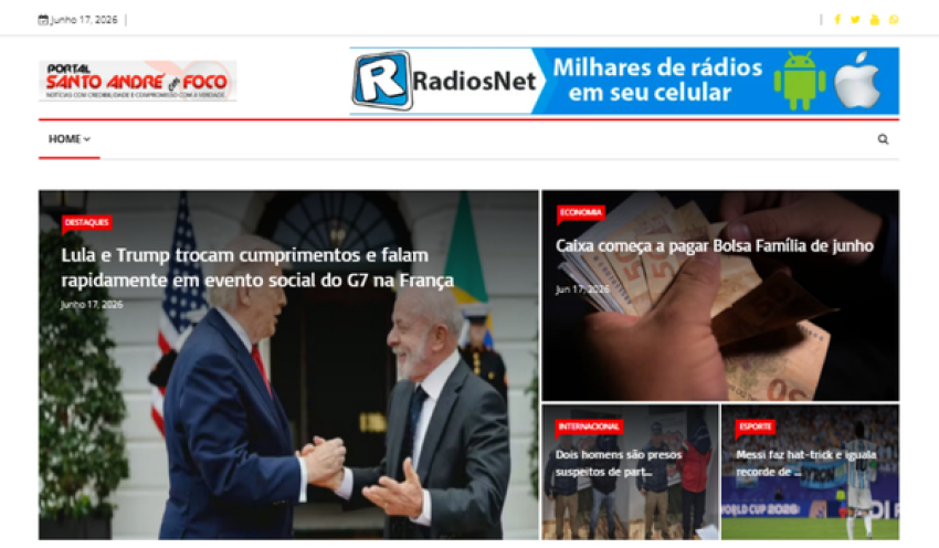 Relação de matérias publicadas no Portal Santo André em Foco hoje, 17 de Junho de 2026