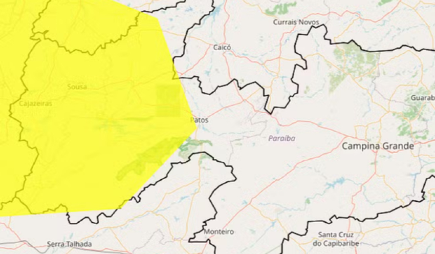 Inmet emite alerta de baixa umidade do ar para mais de 70 cidades no interior da Paraíba; veja municípios afetados