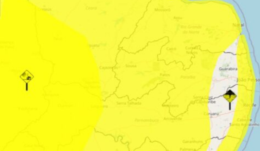 Inmet emite alerta de vendaval para 148 cidades do interior da Paraíba